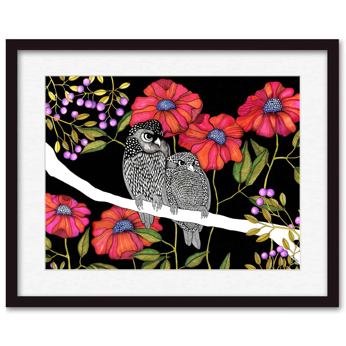 Konsttryck Arga Ugglor