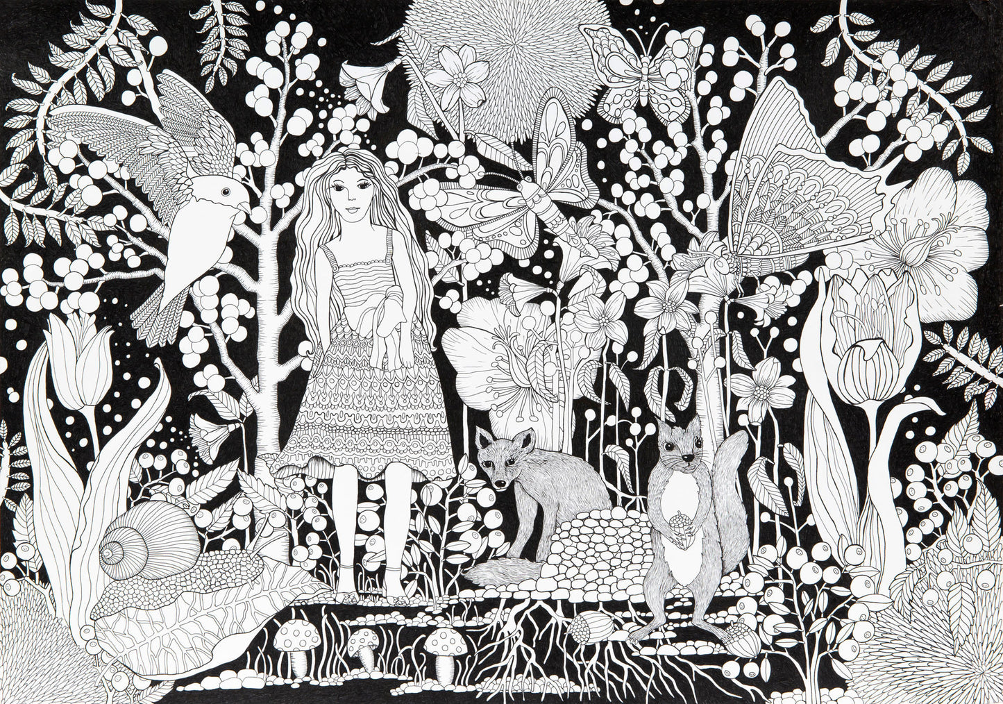 Flickan och räven 59x42 cm