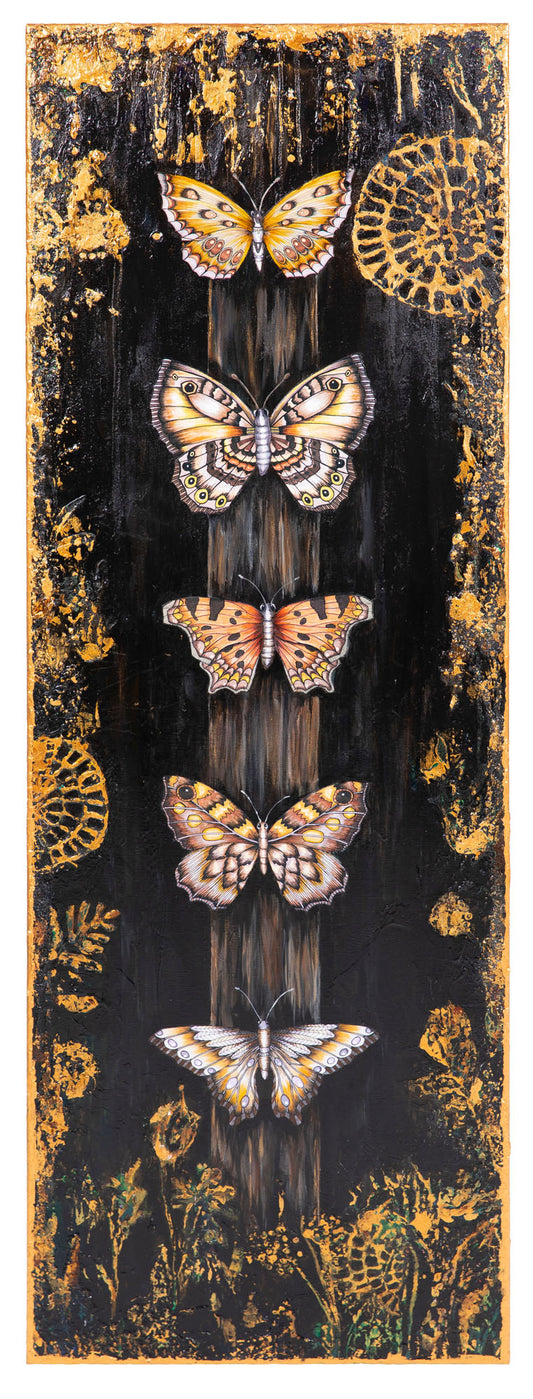 Fem fjärilar 40x120 cm